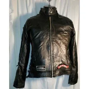 Diamond Plate Rock Design - Gilet in vera pelle di bufalo con 14 toppe XL